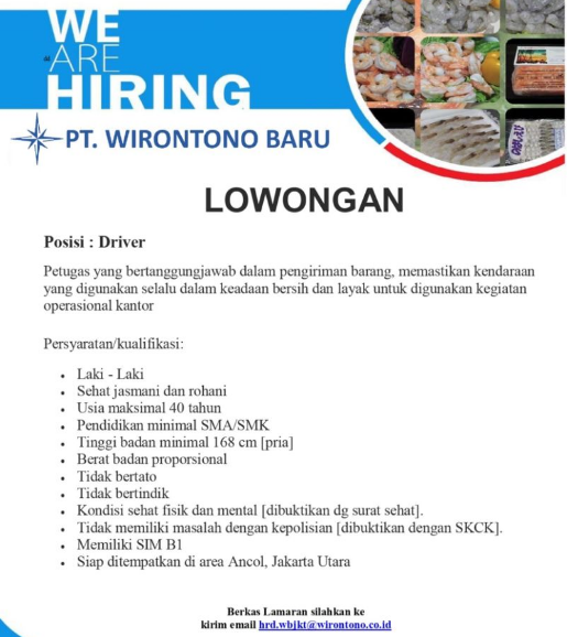 Lowongan PT Wirontono baru