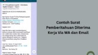 Contoh Surat Pemberitahuan Diterima Kerja Via WA dan Email